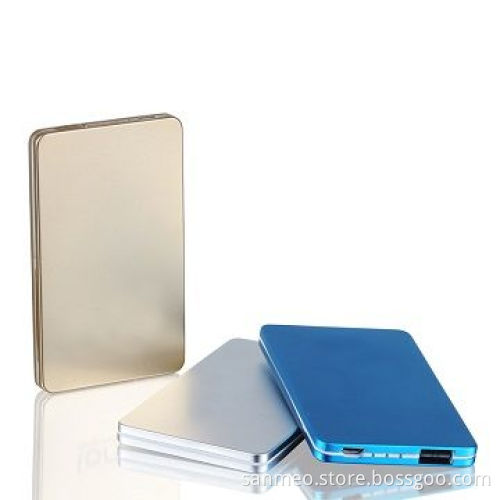 Fashionable Actual 3,000mAh Slim Power Bank with Metal Surface/Card Size, Lightweight, Portable